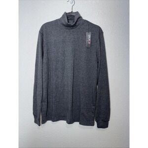 NEW Galaxy By Harvic Mens Long Sleeve Turtle Neck T-Shirt Charcoal Size Large